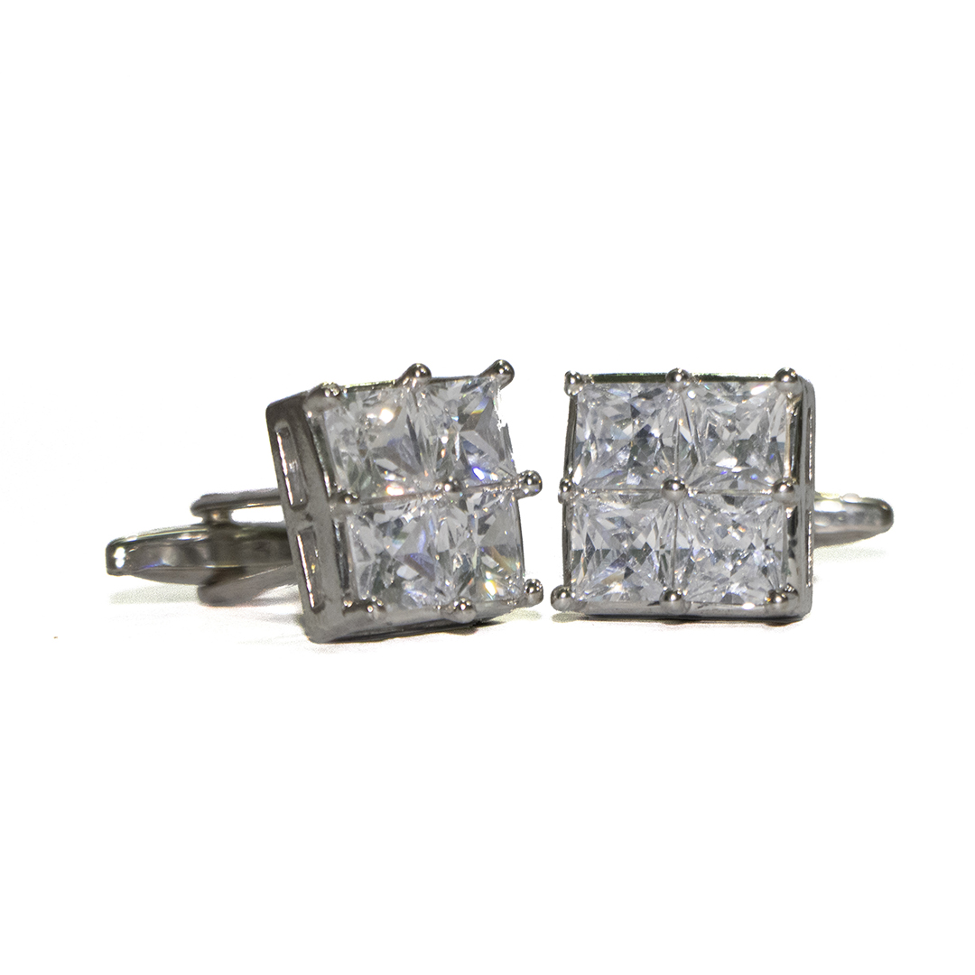 Cufflers Modern Square Cufflinks with Free Gift Box – CU-3001 – White